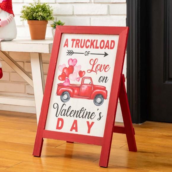 Glitzhome Glitzhome 24"H Valentine's Wooden Truck Porch Sign / Standing Décor