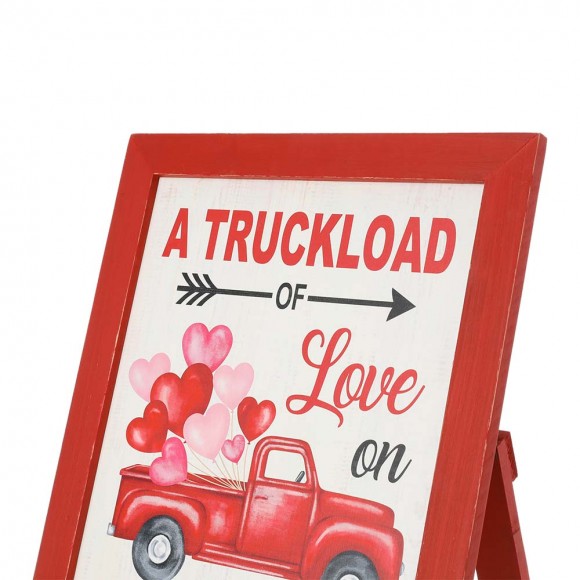 Glitzhome Glitzhome 24"H Valentine's Wooden Truck Porch Sign / Standing Décor