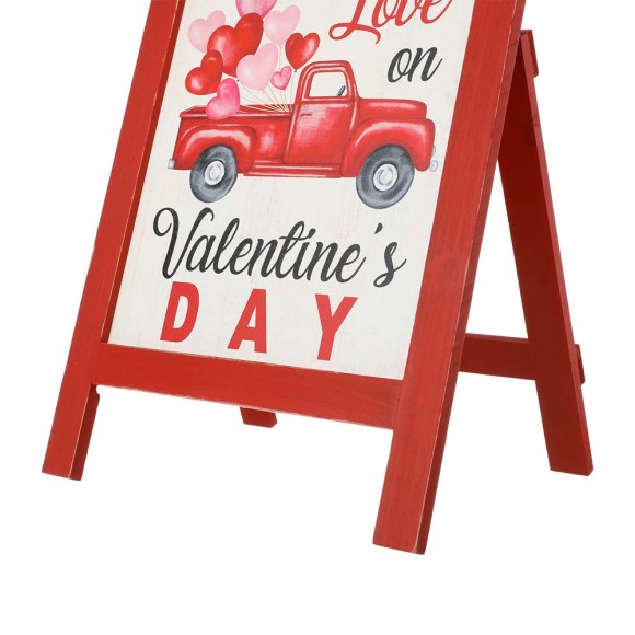 Glitzhome Glitzhome 24"H Valentine's Wooden Truck Porch Sign / Standing Décor