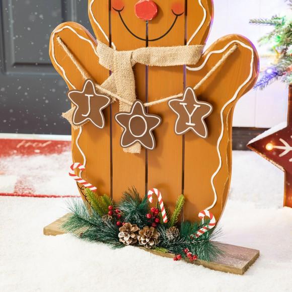 Glitzhome Glitzhome 24"H Wood Gingerbread Man Porch Decor