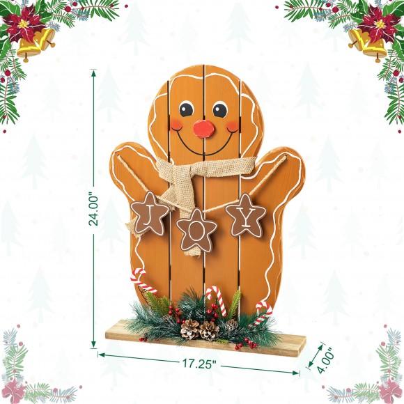 Glitzhome Glitzhome 24"H Wood Gingerbread Man Porch Decor