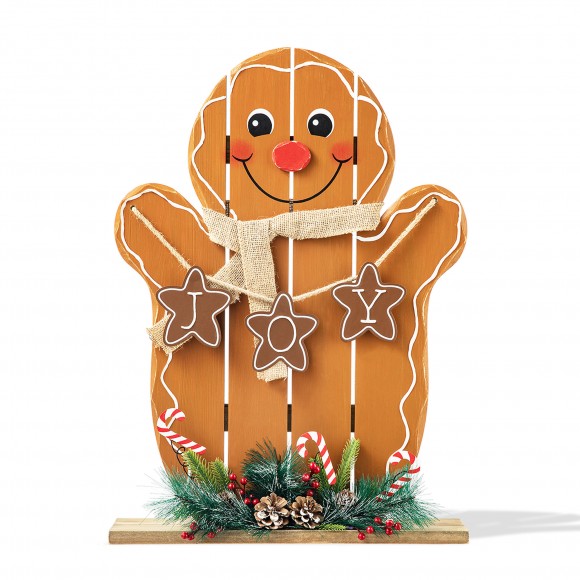 glitzhome Glitzhome 24"H Wood Gingerbread Man Porch Decor