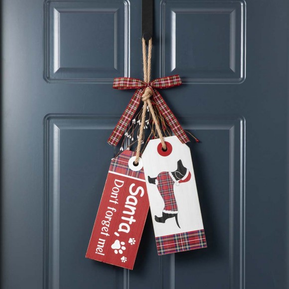 Glitzhome Glitzhome 24"H Wooden Christmas Pet Doorknob Hanging Decor