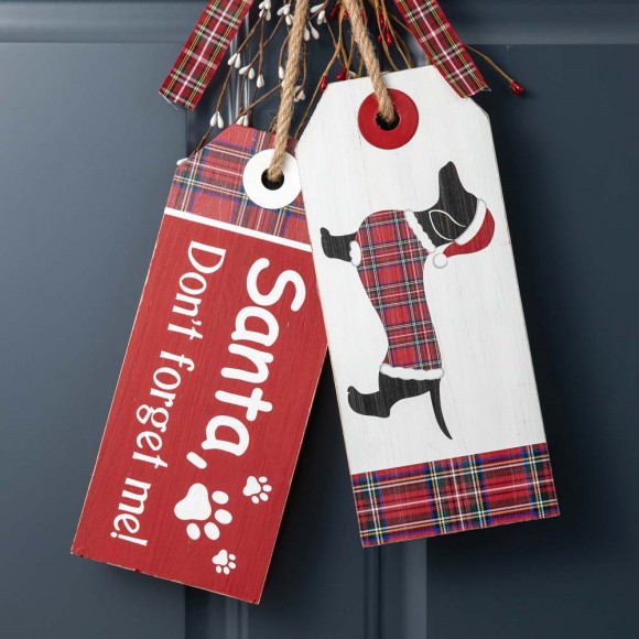 Glitzhome Glitzhome 24"H Wooden Christmas Pet Doorknob Hanging Decor