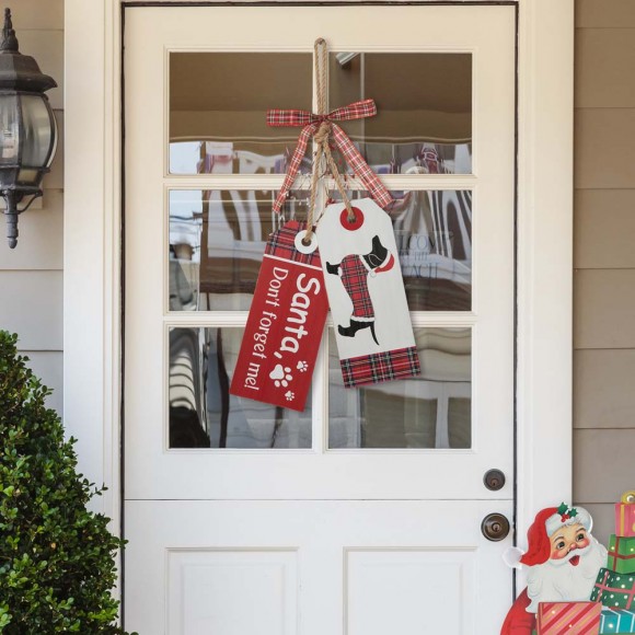 Glitzhome Glitzhome 24"H Wooden Christmas Pet Doorknob Hanging Decor