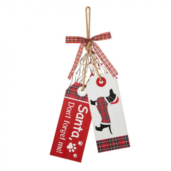glitzhome Glitzhome 24"H Wooden Christmas Pet Doorknob Hanging Decor