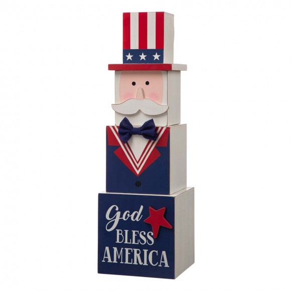 glitzhome Glitzhome 24"H Wooden Double Sided Easter And July Fourth Decor
