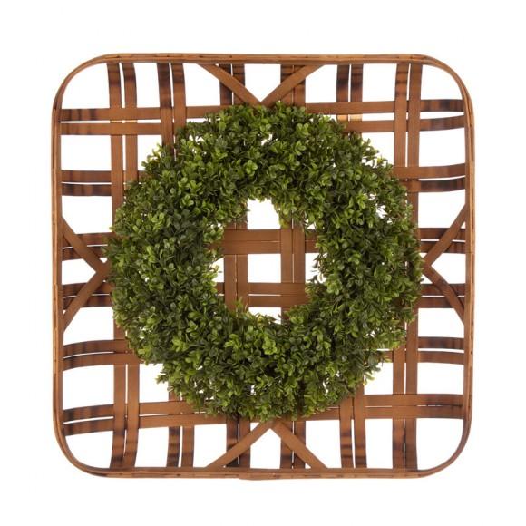 glitzhome Glitzhome 24"L Bamboo Basket with 18"D Boxwood Wreath