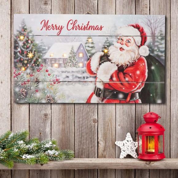 Glitzhome Glitzhome 24"L Christmas Lighted Wooden Santa Wall Hanging Decor