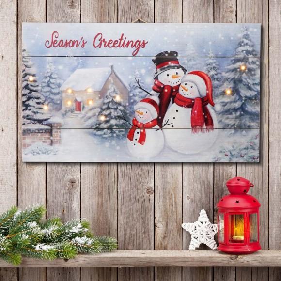 Glitzhome Glitzhome 24"L Christmas Lighted Wooden Snowman Wall Hanging Decor