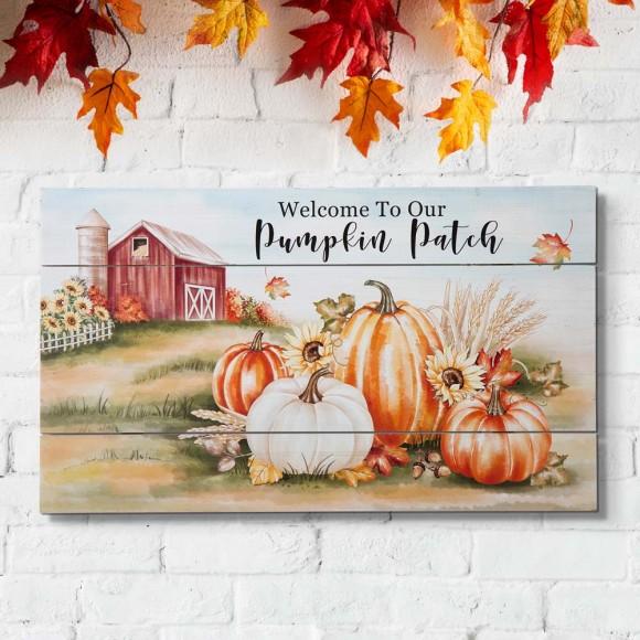 Glitzhome Glitzhome 24"L Fall Wooden "Welcome To Our Pumpkin Patch" Wall Sign Decor