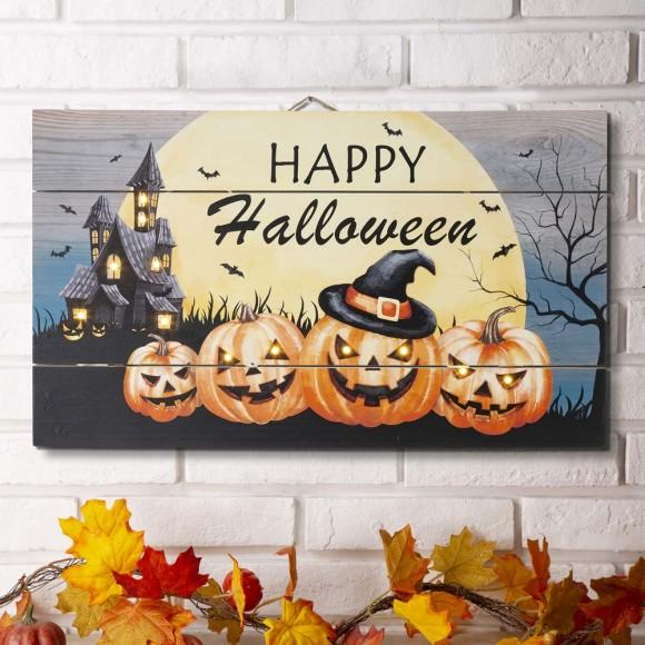 Glitzhome Glitzhome 24"L Halloween Wooden Wall Décor With LED Lights