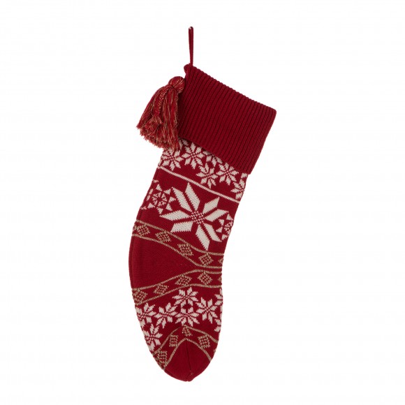 glitzhome Glitzhome 24"L Knitted Acrylic Christmas Stocking w/Snowflake