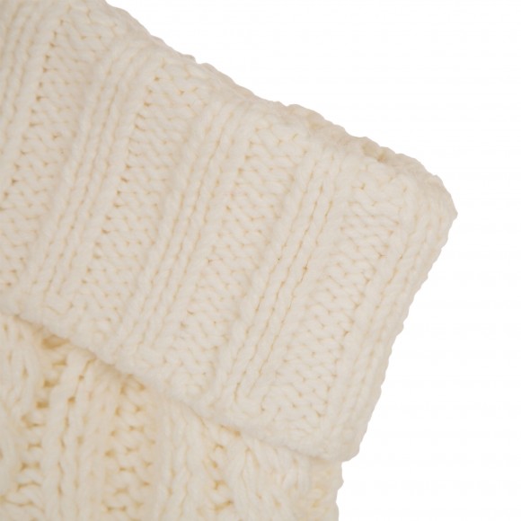 Glitzhome Glitzhome 24"L Knitted Polyester Christmas Stocking W/Pom Pom Ball - White