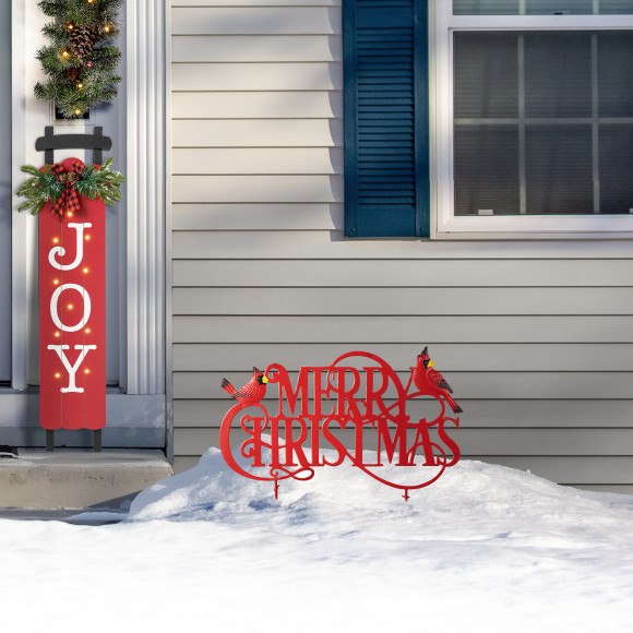 Glitzhome Glitzhome 24"L Metal Christmas "MERRY CHRISTMAS" Yard Stake(KD)