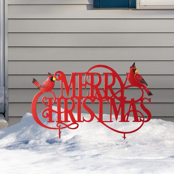 Glitzhome Glitzhome 24"L Metal Christmas "MERRY CHRISTMAS" Yard Stake(KD)