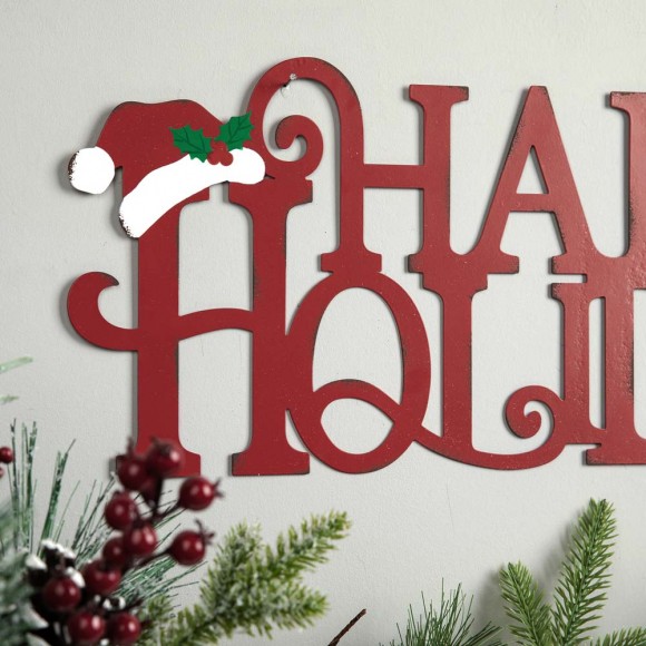 Glitzhome Glitzhome 24"L Metal "HAPPY HOLIDAYS" Christmas Wall Decor