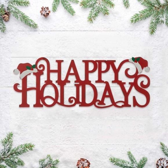 Glitzhome Glitzhome 24"L Metal "HAPPY HOLIDAYS" Christmas Wall Decor
