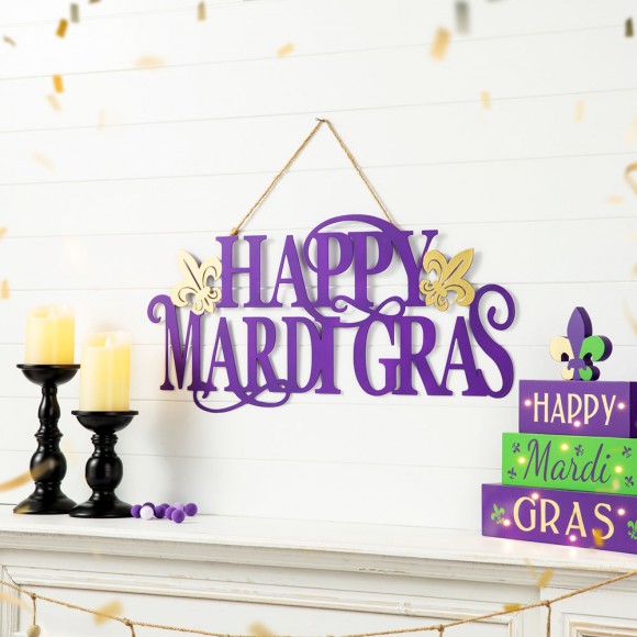 Glitzhome Glitzhome 24"L Metal "HAPPY MARDI GRAS" Wall Decor