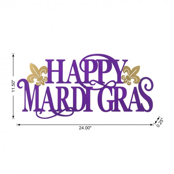 Glitzhome Glitzhome 24"L Metal "HAPPY MARDI GRAS" Wall Decor