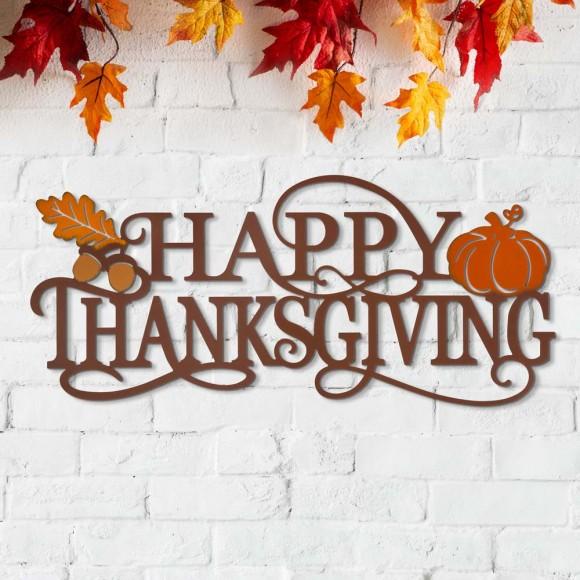 Glitzhome Glitzhome 24"L Metal "HAPPY THANKSGIVING" Wall Décor