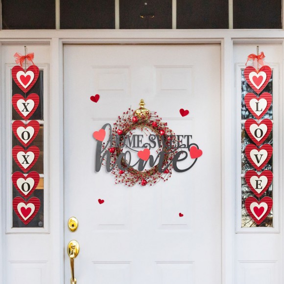 Glitzhome Glitzhome 24"L Metal "HOME SWEET HOME" Wall Decor With 6 Changeable Shaped Decors(Spring/ Valentine/ Patriotic/ Fall/ Halloween/ Christmas)
