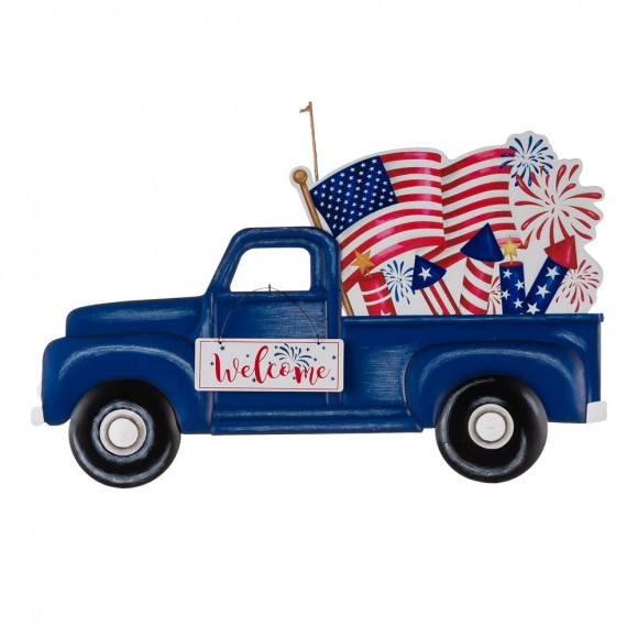 Glitzhome Glitzhome 24"L Metal Patriotic Truck Yard Stake Or Wall Décor