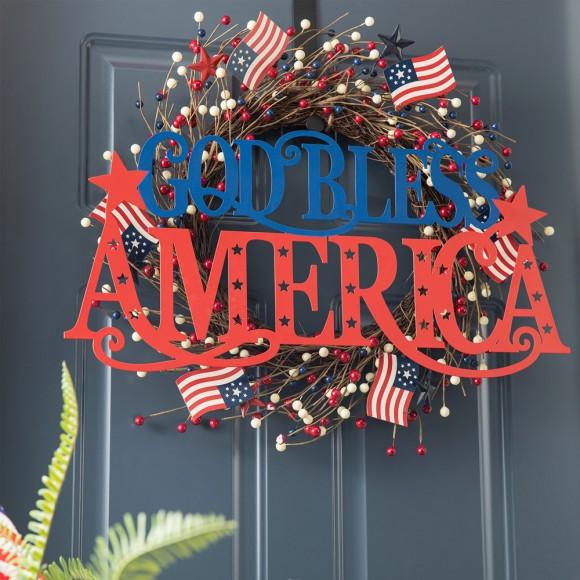 Glitzhome Glitzhome 24"L Patriotic/Americana Metal "GOD BLESS AMERICA" Wall Décor