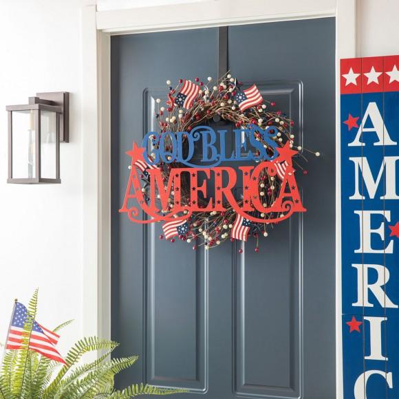 Glitzhome Glitzhome 24"L Patriotic/Americana Metal "GOD BLESS AMERICA" Wall Décor