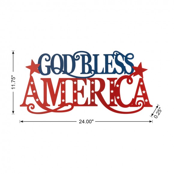 Glitzhome Glitzhome 24"L Patriotic/Americana Metal "GOD BLESS AMERICA" Wall Décor