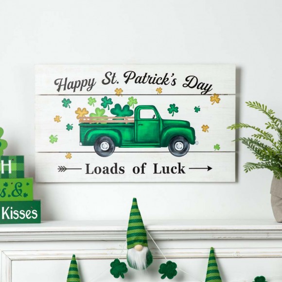 Glitzhome Glitzhome 24"L St. Patrick's Day Wooden Truck Wall Decor