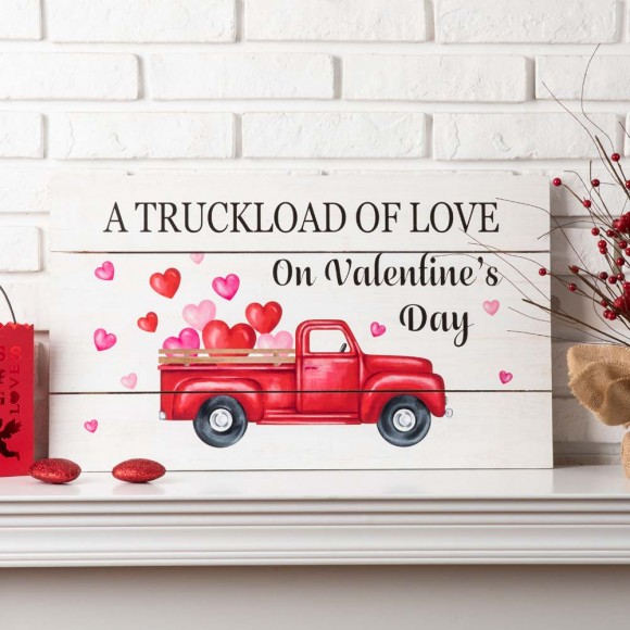 Glitzhome Glitzhome 24"L Valentine's Wooden Truck Wall Sign Decor