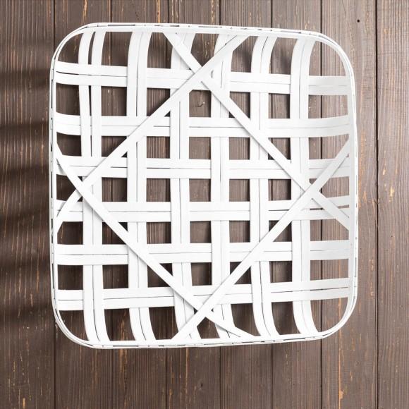 Glitzhome Glitzhome 24"L Vintage White Bamboo Basket