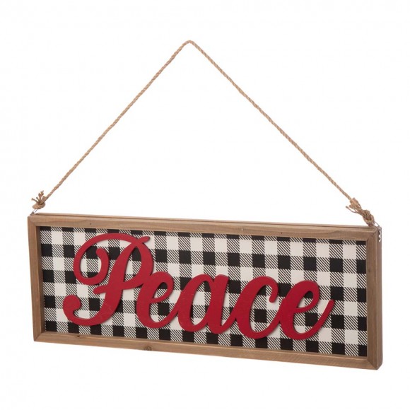 Glitzhome Glitzhome 24"L Wooden Double-signed Peace & Believe Hanging Sign Wall Decor