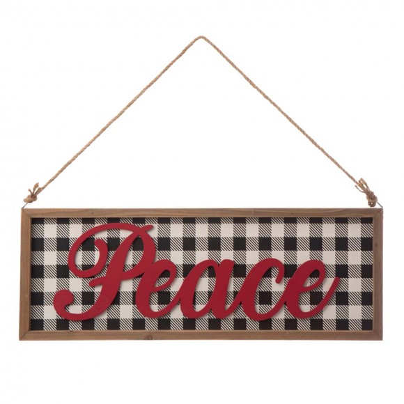 glitzhome Glitzhome 24"L Wooden Double-signed Peace & Believe Hanging Sign Wall Decor
