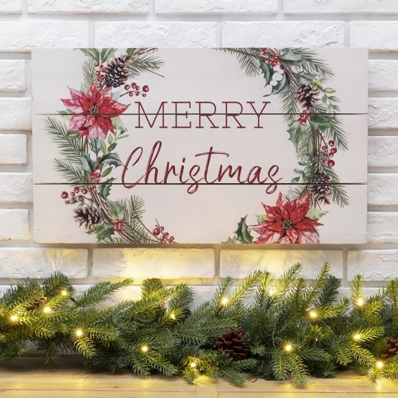 Glitzhome Glitzhome 24"L Wooden "Merry Christmas" Hanging Wall Decor