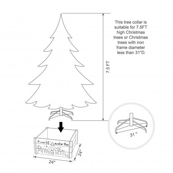 Glitzhome Glitzhome 24"L Wooden Nativity Scene Tree Collar (KD)