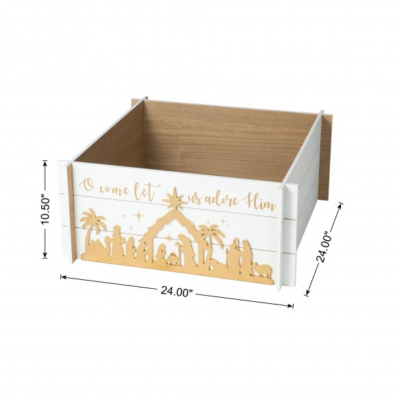 Glitzhome Glitzhome 24"L Wooden Nativity Scene Tree Collar (KD)