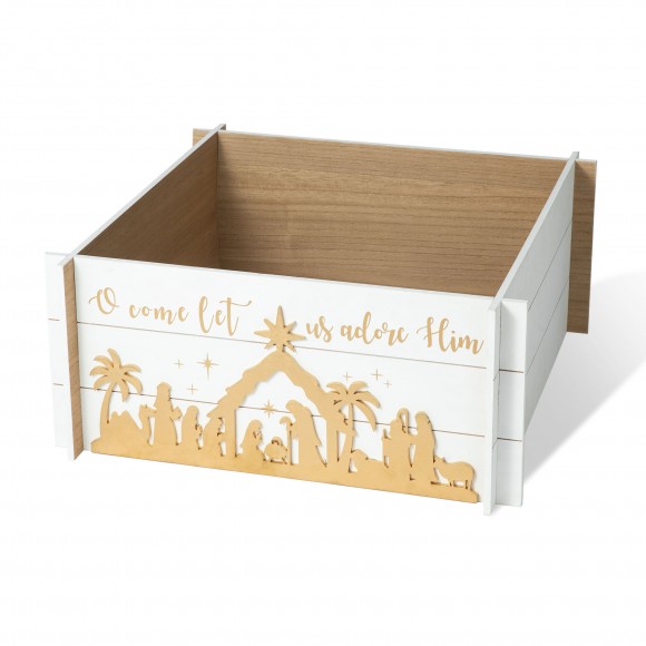 glitzhome Glitzhome 24"L Wooden Nativity Scene Tree Collar (KD)