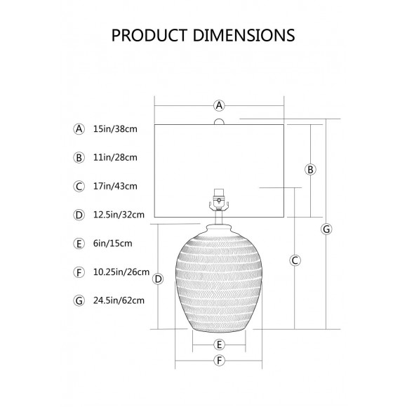 Glitzhome Glitzhome 25.5"H Cream Ceramic Table Lamp W/Burlap Shade