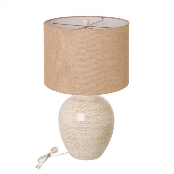 glitzhome Glitzhome 25.5"H Cream Ceramic Table Lamp w/Burlap Shade