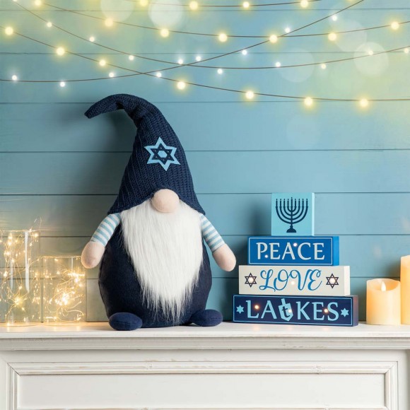 Glitzhome Glitzhome 25.5"H Fabric Hanukkah Gnome Standing Decor