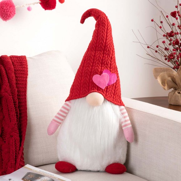 Glitzhome Glitzhome 25.5"H Fabric Valentine's Gnome Standing Decor