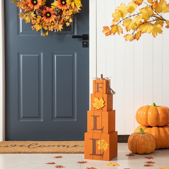 Glitzhome Glitzhome 25.5"H Halloween And Fall Wood Reversible Boxed Porch Decor