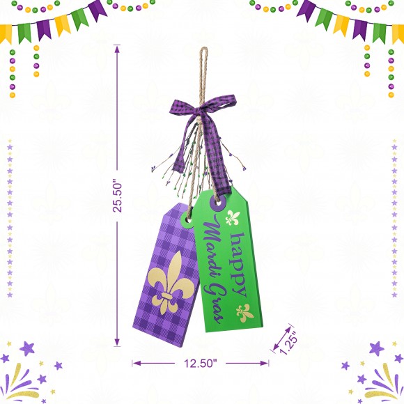 Glitzhome Glitzhome 25.5"H Happy Mardi Gras Day Wooden Bookmark Door Hanger