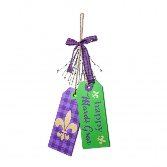 glitzhome Glitzhome 25.5"H Happy Mardi Gras Day Wooden Bookmark Door Hanger