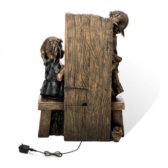 Glitzhome Glitzhome 25.5"H Polyresin Boy And Girl Sculptural Outdoor Fountain With Pump And LED Lights