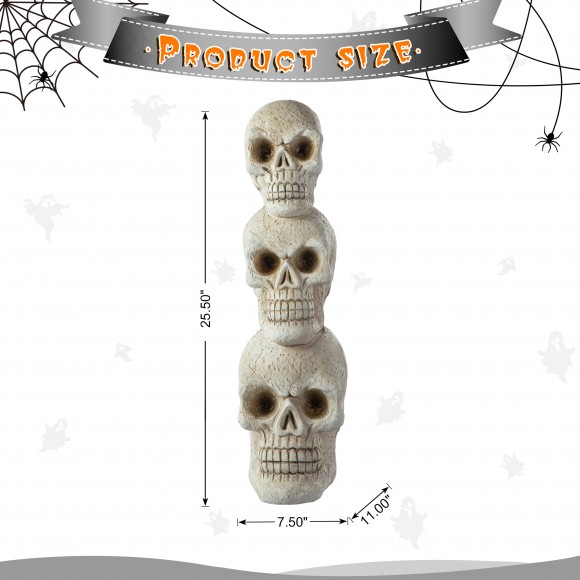 Glitzhome Glitzhome 25.50"H Lighted Halloween MGO Skull Porch Decor (with Timer)