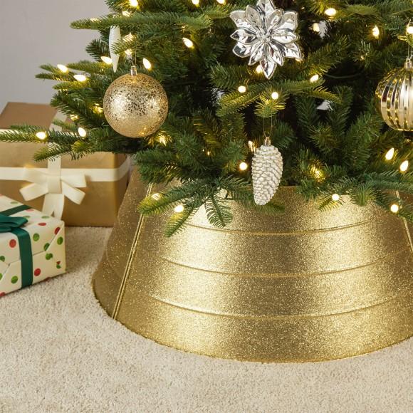Glitzhome Glitzhome 25.75"D Gold Metal Glitter Tree Collar (KD)