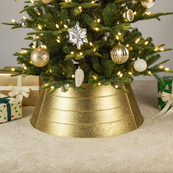 Glitzhome Glitzhome 25.75"D Gold Metal Glitter Tree Collar (KD)